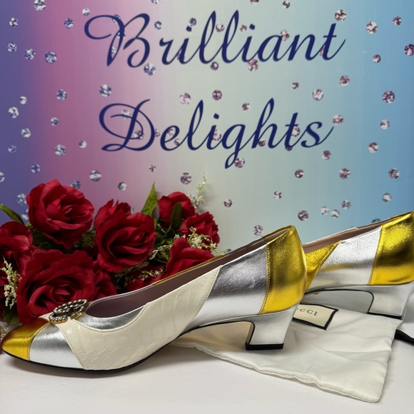 💎$1200 GUCCI CRYSTAL GG WAXEL HEELS - Picture 8 of 14